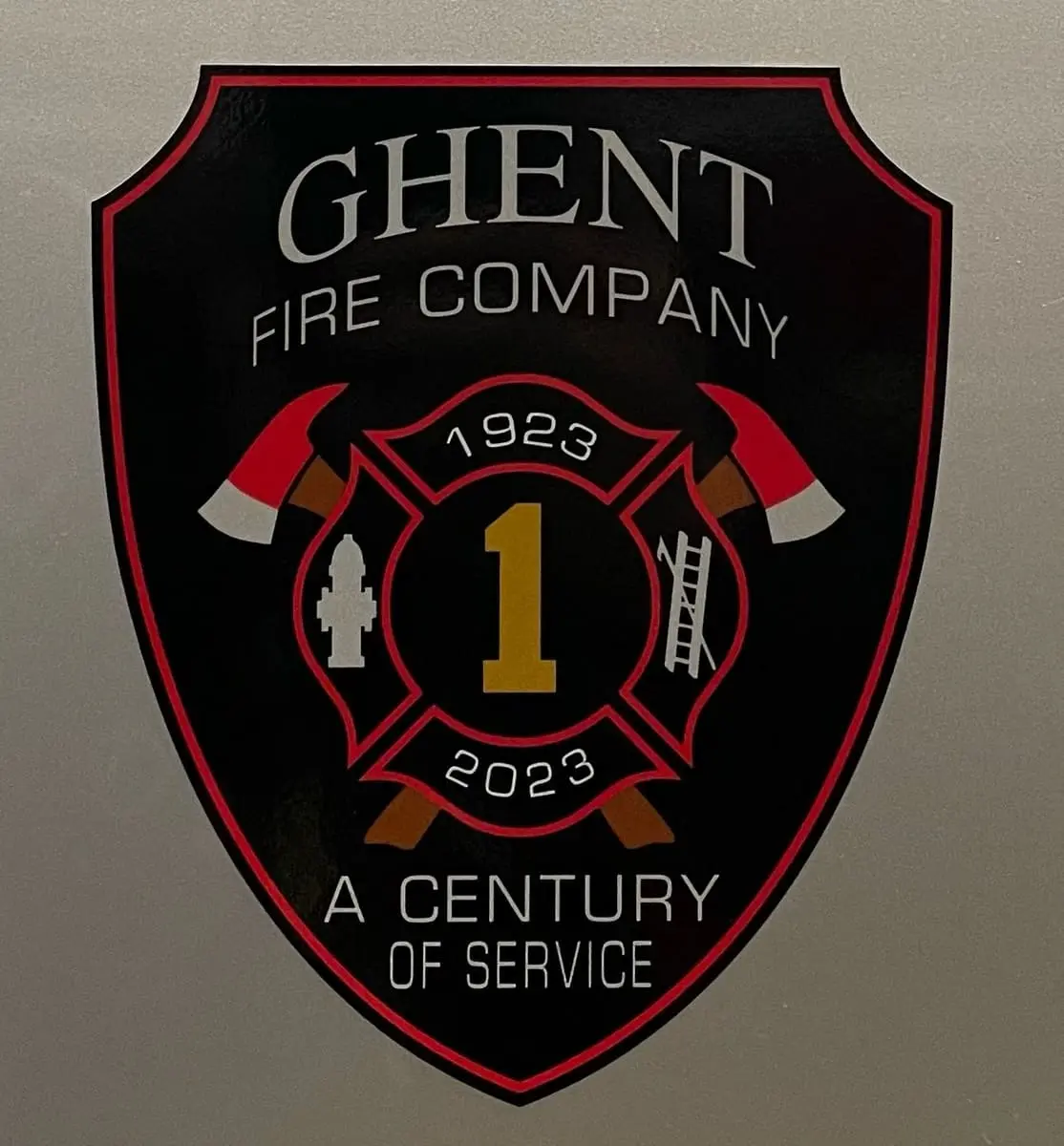 1923–2023 Centennial Shield — Commemorating 100 years since the 1923 Ghent fire that sparked our volunteer fire company.